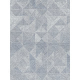 Caprice Geometric Handmade Tufted Area Rug in Navy Blue/Ivory