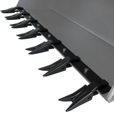 Barre à dents robuste pour seau - 53 po | 7 dents remplaçables - s'adapte jusqu'à un bord de 1/2 po - sans perçage - capacité de 4560 lb - noir