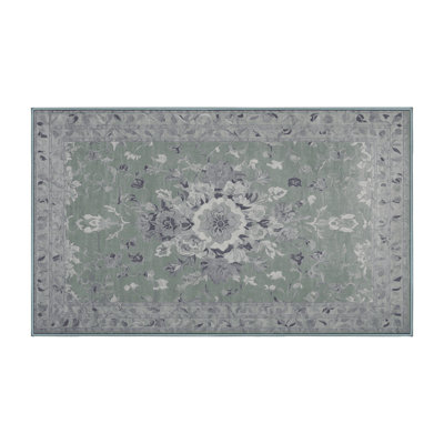 Machine Washable Blue Area Rug