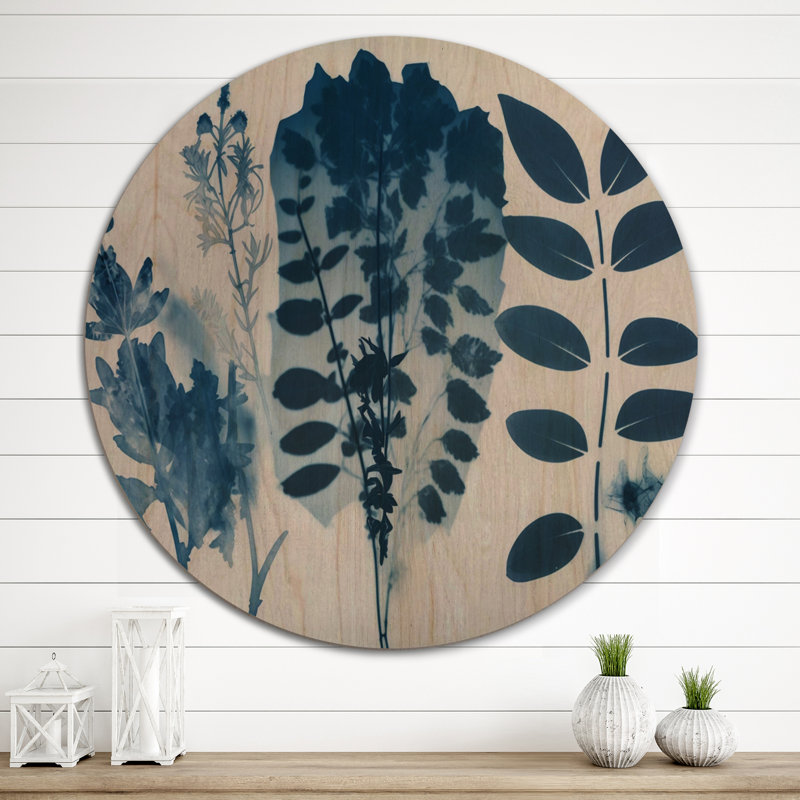 Fleurs sauvages rétro dans les tons de bleu VII - Art mural floral en bois - Bois de pin naturel, H 23 po x l 23 po x P 1 po