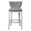 Tabouret de bar rembourré avec dossier, hauteur de 31 pouces, revêtement blanc et gris, boutons, pivotant à 180 degrés, repose-pieds en métal sur plaque, patins en plastique pour le plancher, tabouret pivotant facile à installer,