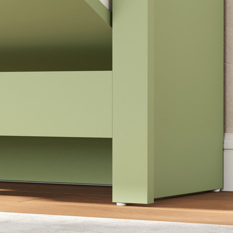 HOMCOM 12-Shoe Storage Cabinet 4 Shelves 2 Drawers Tabletop, Green