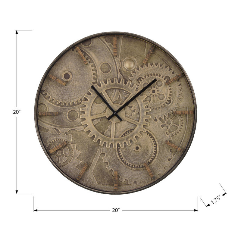 Horloge murale ronde 20 "avec style transitionnel brun