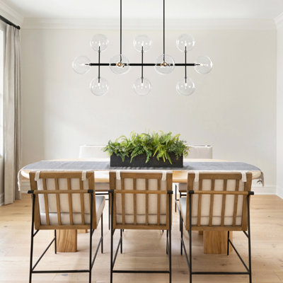 12 - Light Glass Globe Kitchen Island Linear Chandelier