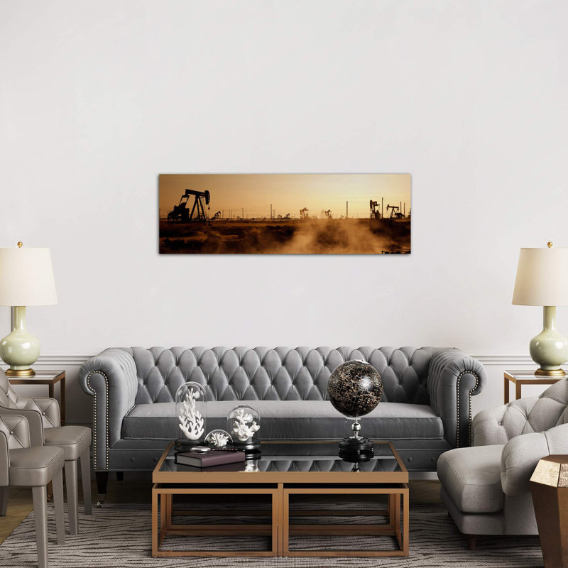 Oil Derrick, South Belridge Oil Field, Kern County, California, Usa by Panoramic Images - Wrapped Canvas Panoramic Print