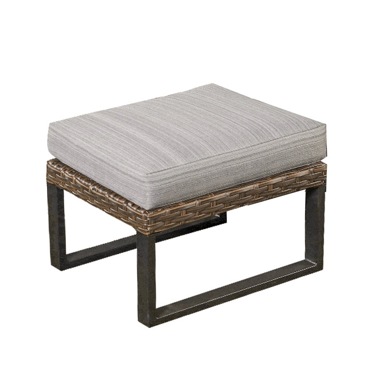 Moby Polyethylene (PE) Wicker and Powder Coated Steel Outdoor Ottoman with Sunbrella® Cushion