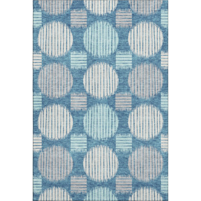 Premium Machine Washable Prisco Teal Rug