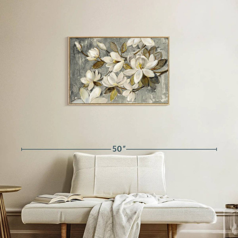 Magnolia simplicité gris neutre, Cadre flottant en bois naturel, 31 po x 21 po