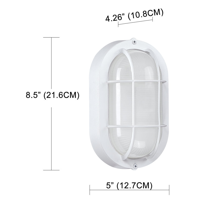 Lumière d'extérieur à DEL intégrée Gillette avec abat-jour en verre givré Ellipse, à intensité variable, Blanc