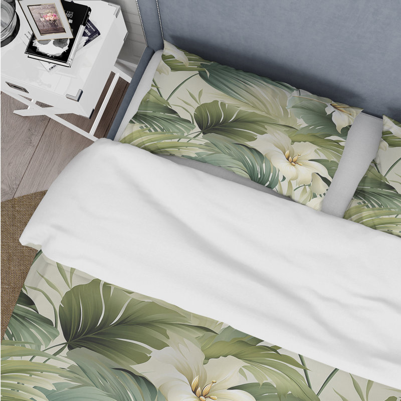 Literie à motif tropical tropical neutre II, Housse de couette pour très grand lit et 2 très