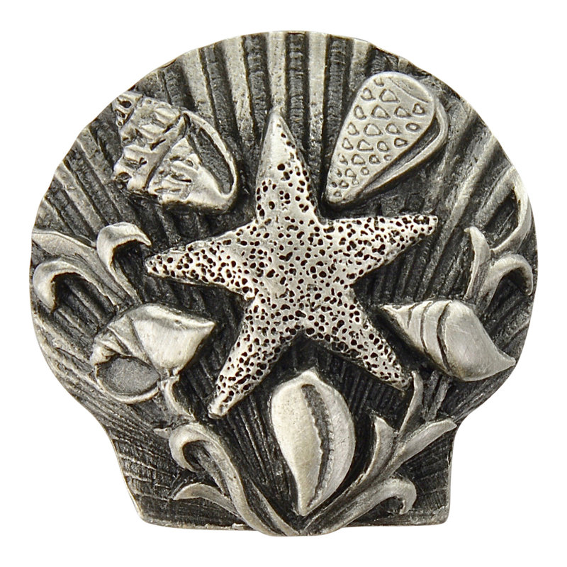 Poignée fantaisie de style tropical 1,3125 po, Étain antique