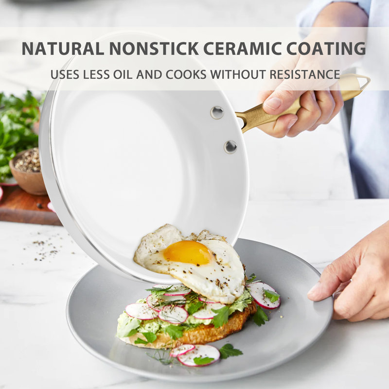 UKWF002 16 - Piece Non-Stick Ceramic Cookware Set, White