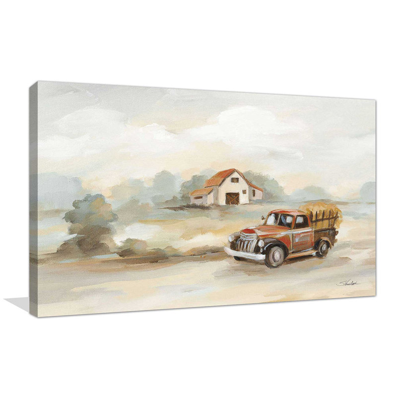 La vieille ferme par Silvia Vassileva - Peinture, Toile tendue, H 24 po x l 40 po x P 1,5 po