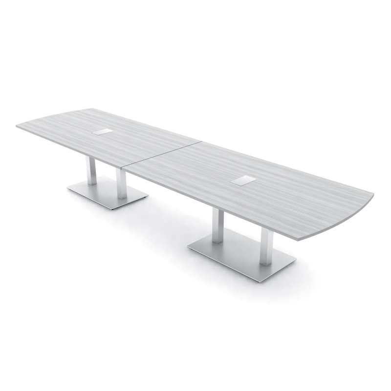 Table de conférence Pavert Arc Unité électrique, H 30 po x l 168 po x P 48 po, Cyprès blanc, Argent