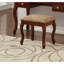 Coiffeuse classique avec tabouret, finition cerisier, rangement rabattable, siège confortable, contreplaqué coloré, décoration, compartiment de rangement, bois d'hévéa