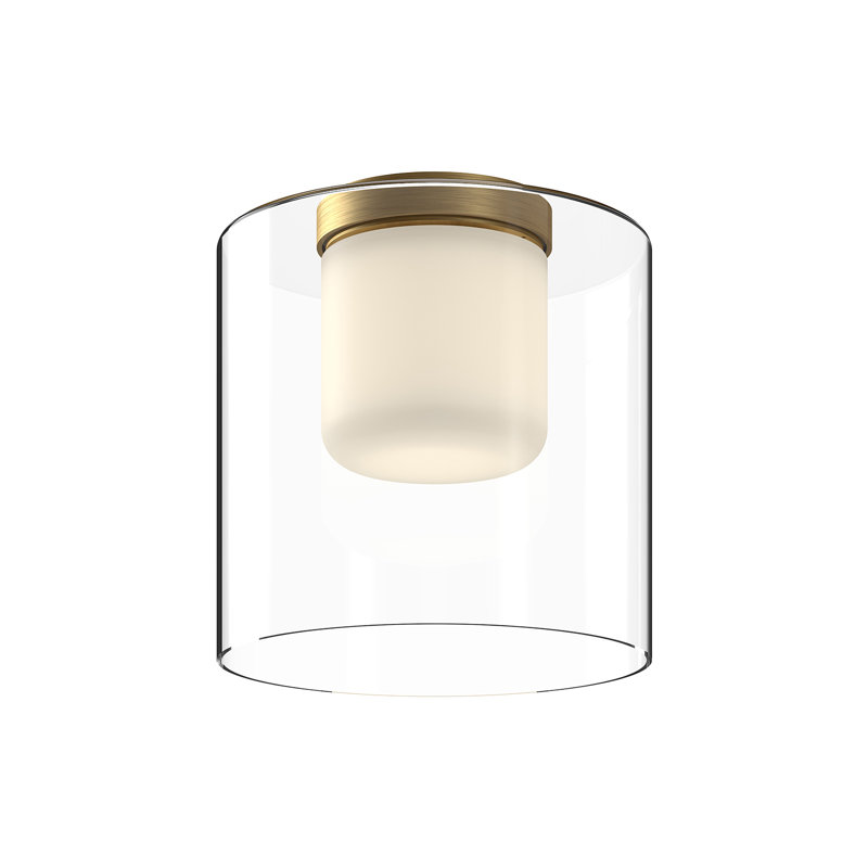 Plafonnier encastré en bouleau à DEL, Or brossé / transparent, H 9,88 po x l 9,5 po x P 9,5 po