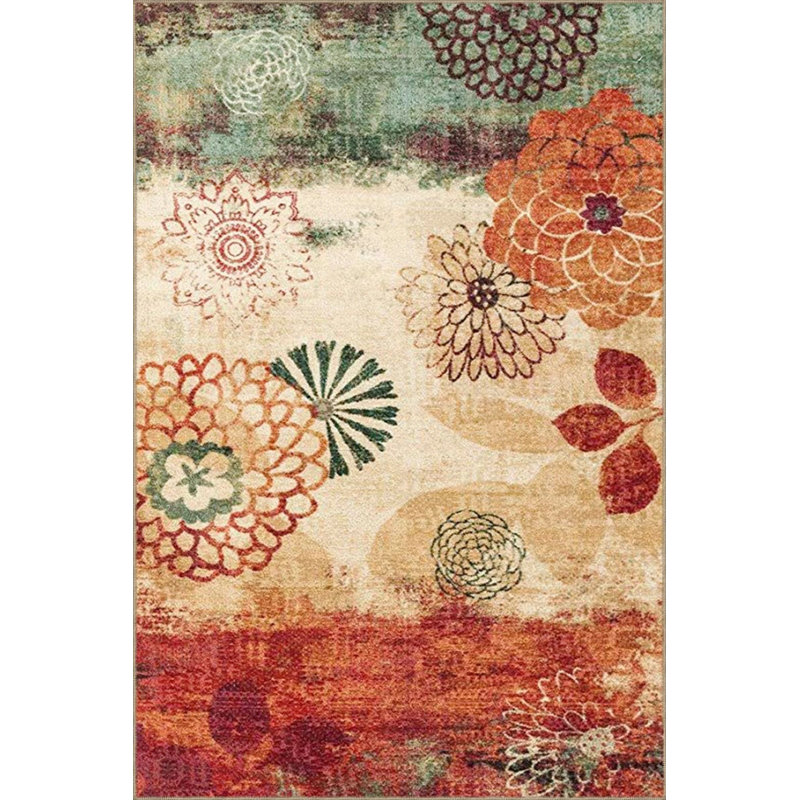 Multicolored Floral Decorative Washable Carpet, Rectangle 2'4" x 4'