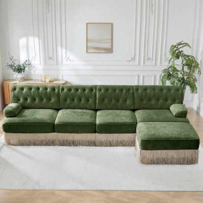 Canapé modulaire en L avec repose-pieds Chesterfield