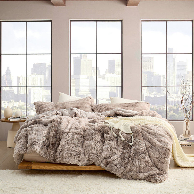 Ensemble d'édredon très grand Snowball Chunky Bunny - Coma, Édredon pour grand lit + 2 taies décoratives pou, Désert taupe