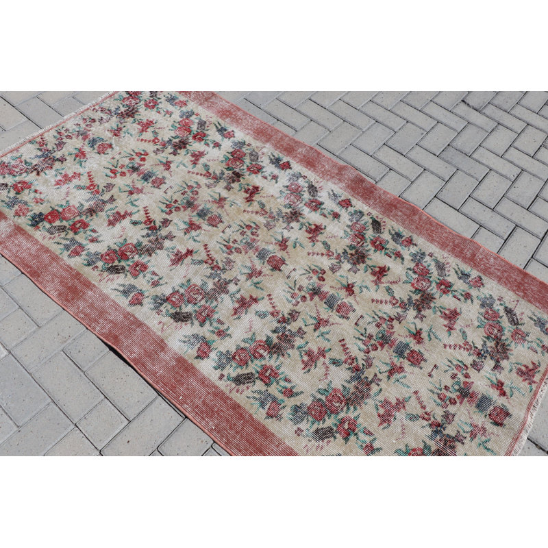 Tapis rouge rouge Oushak décoratif idéal pour l'entrée extérieure ou comme tapis décoratif avec attrait rétro