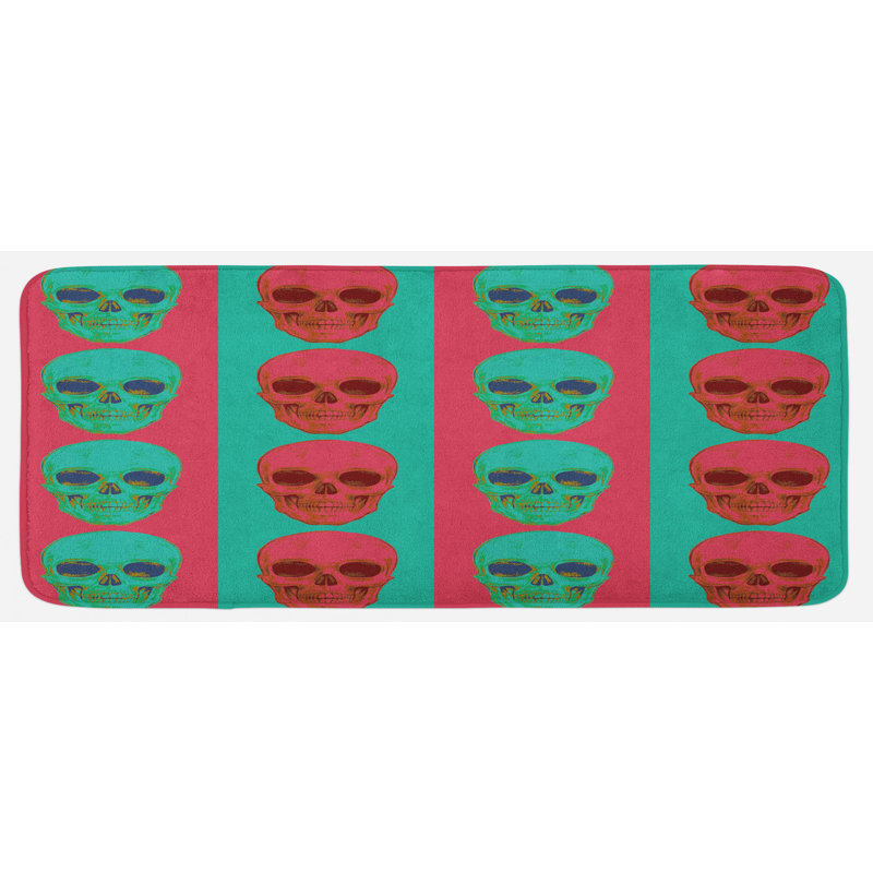 Tapis de cuisine anatomiques vert jade, illustration du crâne avec effets numériques