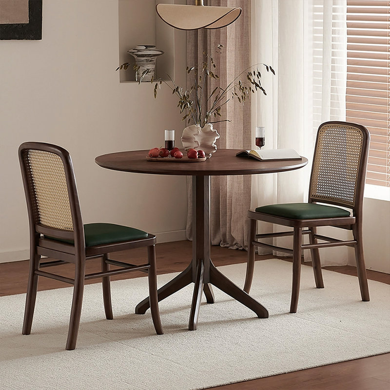 Table de salle à manger brune ronde en bois massif, H 29,53 po x L 39,37 po x l 39,37 po