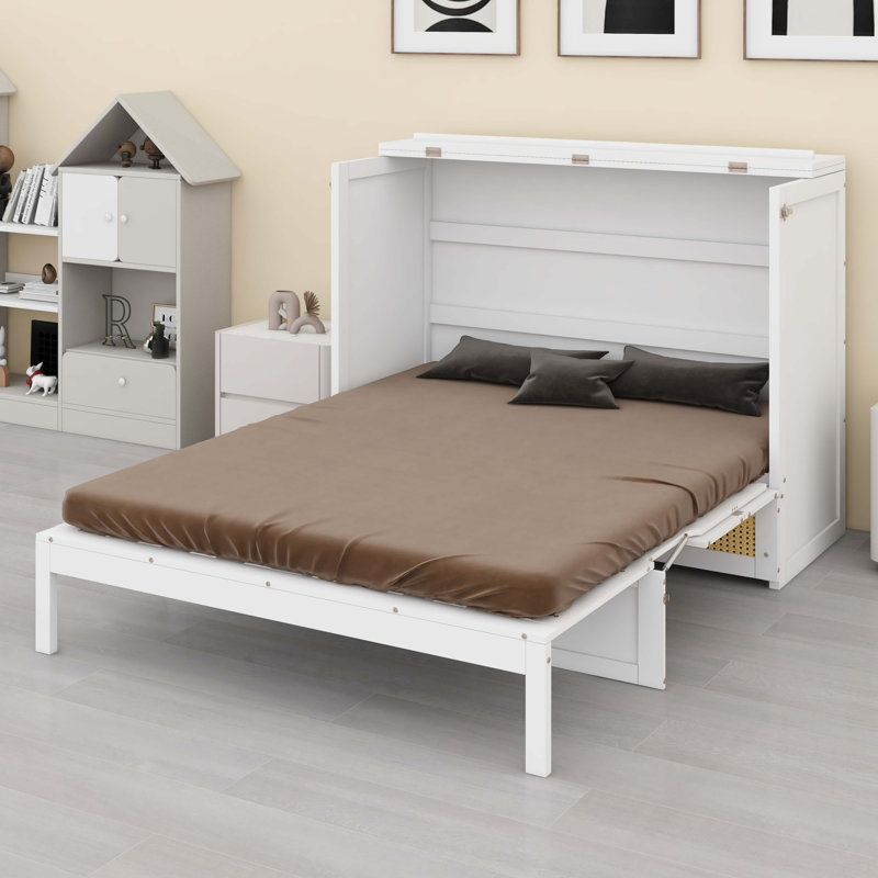 Lit escamotable avec grands tiroirs Murphy, Double, Blanc
