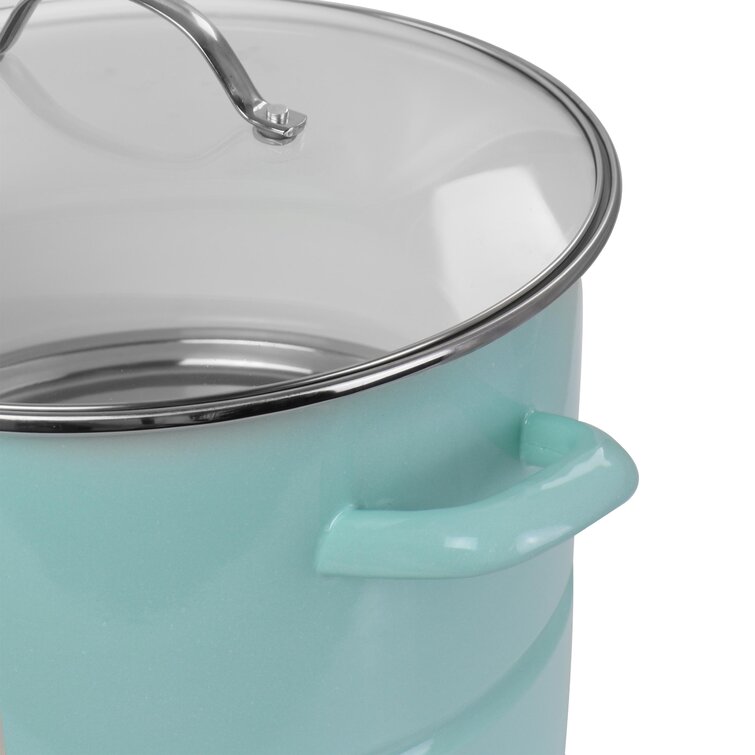Martha Stewart 16 qt. Non-Stick Enamelware Steamer Pot with Lid