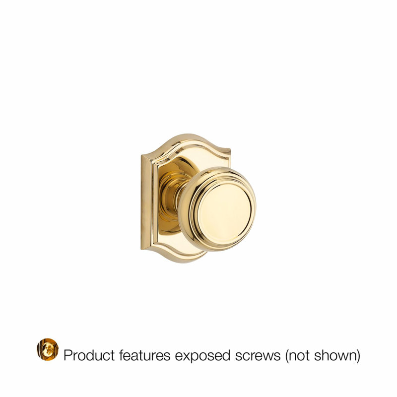 Traditional Single Dummy Door Knob with Arch Rose, Polished Brass