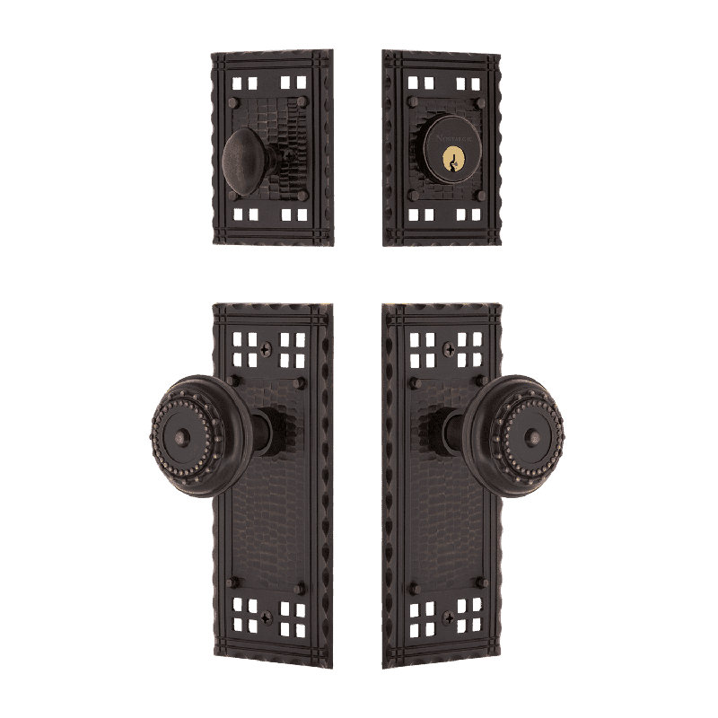 Ensemble d'entrée Nostalgic Warehouse Craftsman avec poignée Meadows, Bronze éternel, 2.375