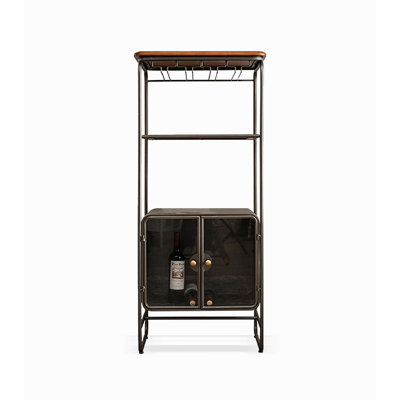 22.83" Black Rectangular Solid Wood Wine Rack