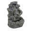5-Tiered Concrete Tall Slim Fountain, 23.85"H –LED-Lit Column, Space-Saving Modern Outdoor Accent, All-Weather Resistant