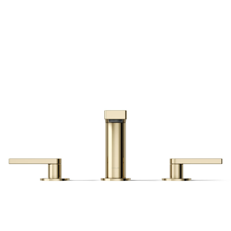 Composed Widespread Bathroom Faucet with Drain Assembly, Vibrant French Gold
