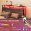 Lit en noyer, avec lumières à DEL, station de charge, 3 tablettes de rangement, lattes en acier, assemblage facile, cadre de lit plateforme à installation silencieuse, couleur, rangement, supporte jusqu'à 730 lb,