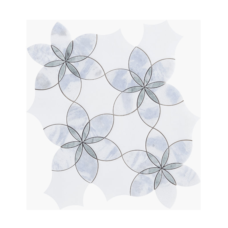 12" X 12" White Marble Hexagonal Mosaic Floor And Wall Tile