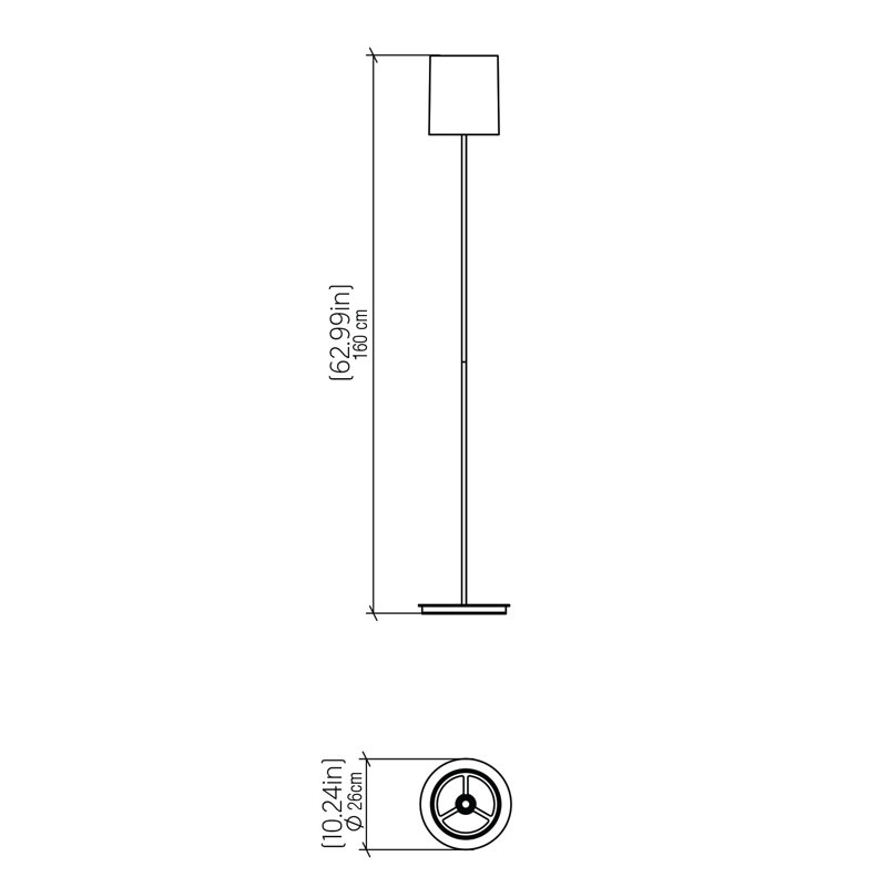 Cylindrical 62.99'' Traditional Floor Lamp, Teak