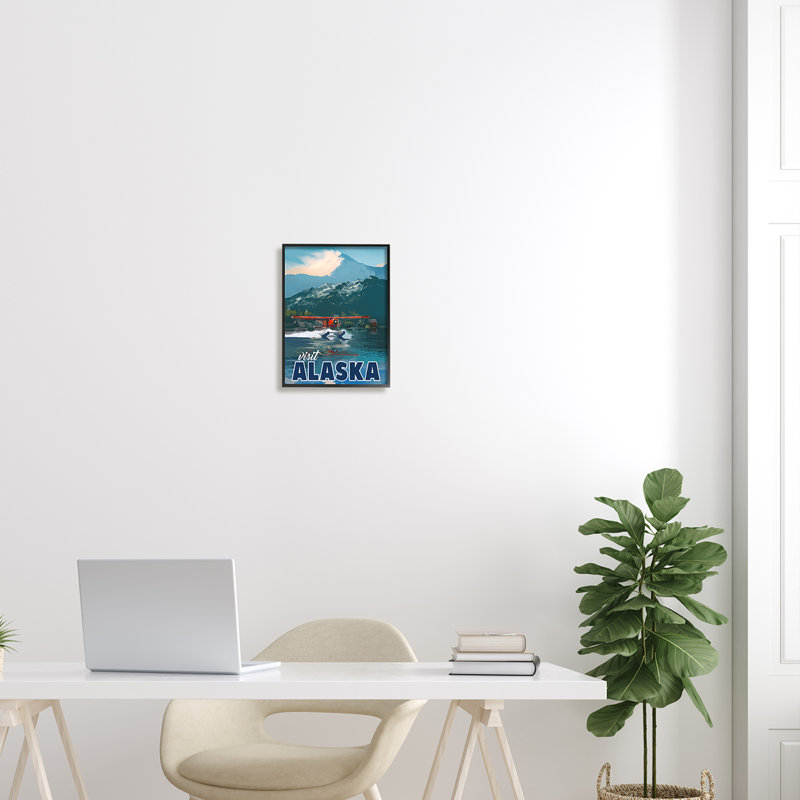 Visitez l'atterrissage d'un hydravion en Alaska, Giclée encadrée noir minuit, H 14 po x l 11 po x P 1,5 po