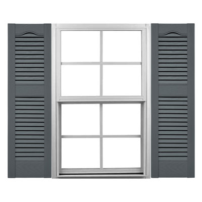 Mid-America Vinyl, TailorMade Cathedral Top Center Mullion, Open Louver Shutters, w/Installation Shutter-Lok's (Per Pair)