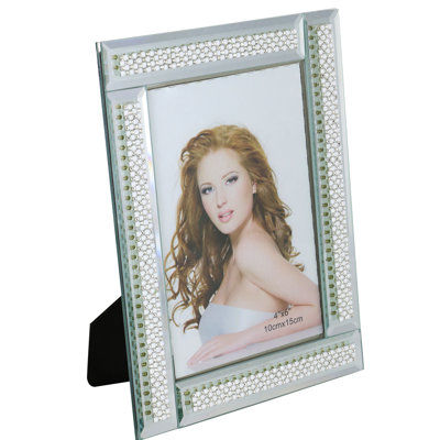 Cavett Silver Glass Beaded Picture Frame with Mat