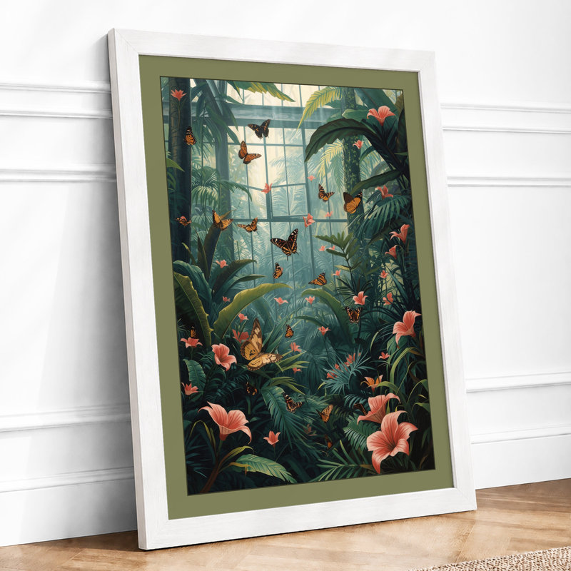 Greenhouse Eden Botanical - Framed Print, A1 - 84.1 x 59.4 cm, White
