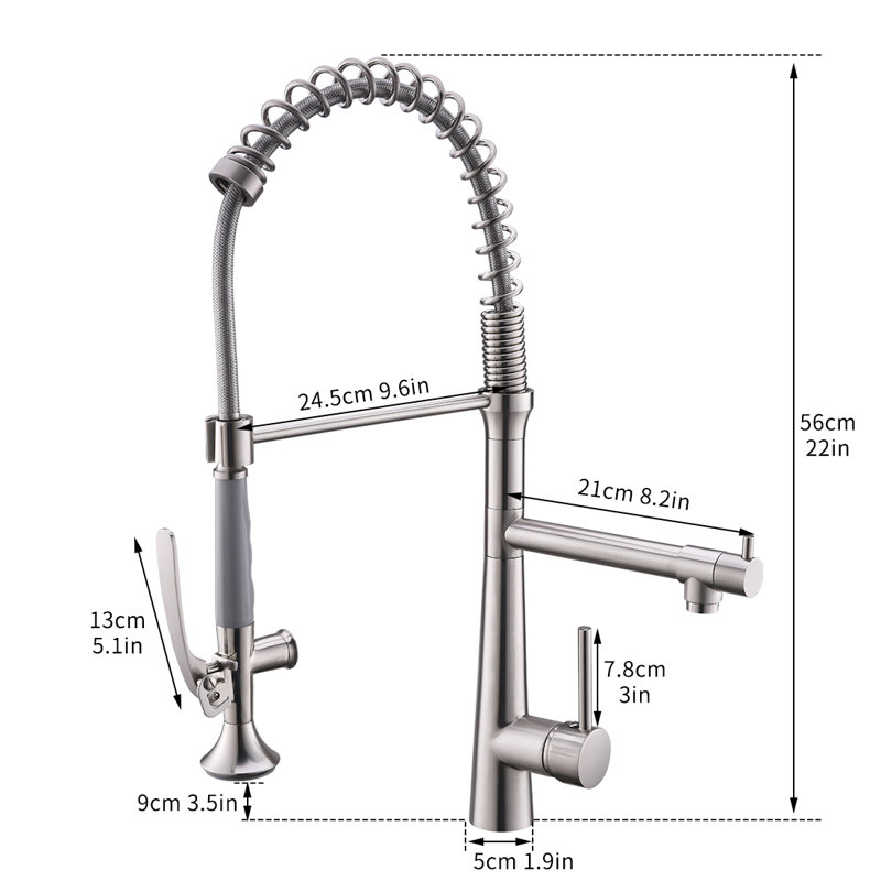 Brushed Nickel High-Arc Kitchen Faucet with Pull-out Spray