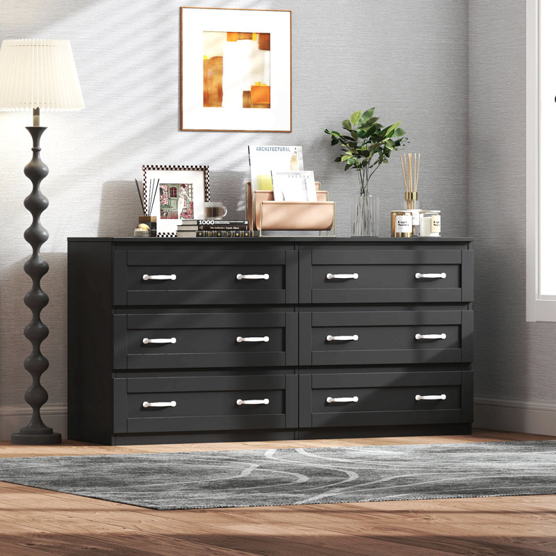 Armoire moderne avec 6 tiroirs, Noir