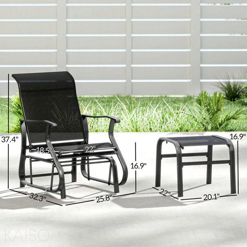Fauteuil oscillant d'extérieur à haut dossier Garden, Black