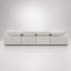 Canapé d'angle modulaire 6 pièces en lin ivoire avec pouf-927671836