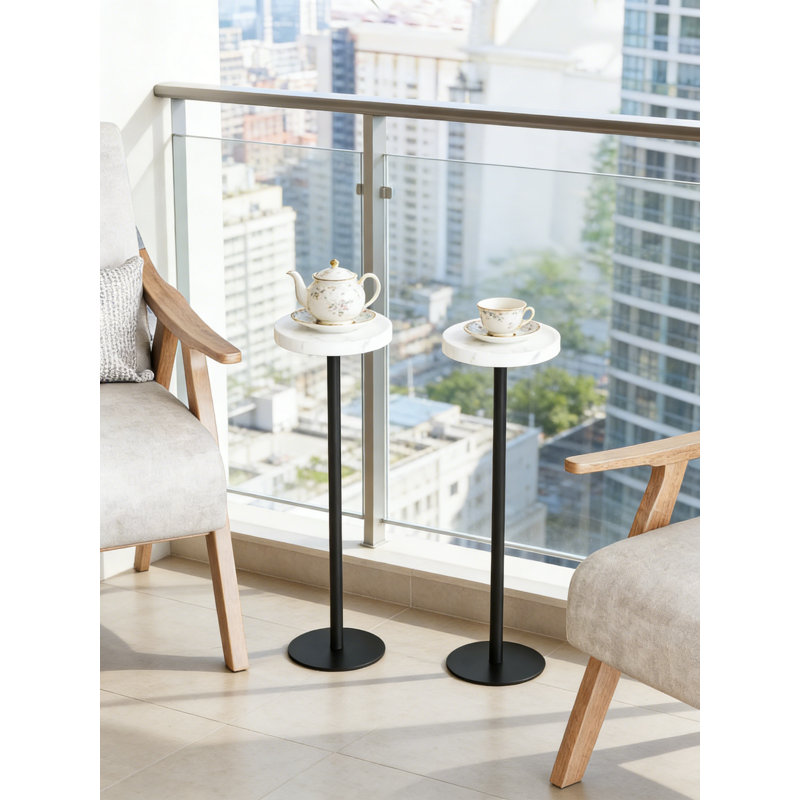 Table d'appoint Modern Martini avec plateau en marbre et base en métal, table d'appoint ronde pour petits espaces, table de bout à piédestal léger