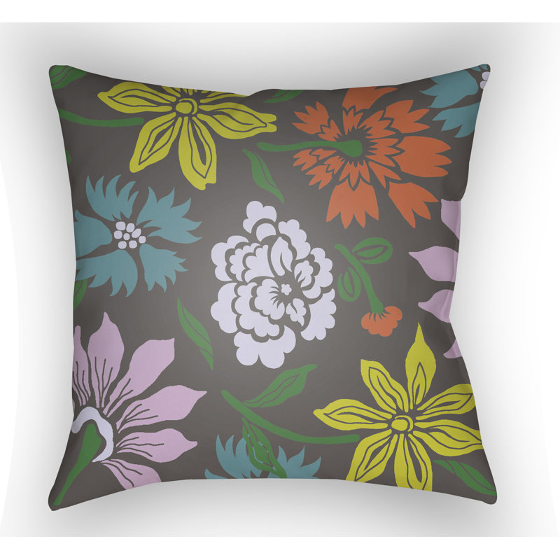 Moody Floral Floral Throw Pillow, 18" H x 18" W x 4" D, Brown/Light Purple
