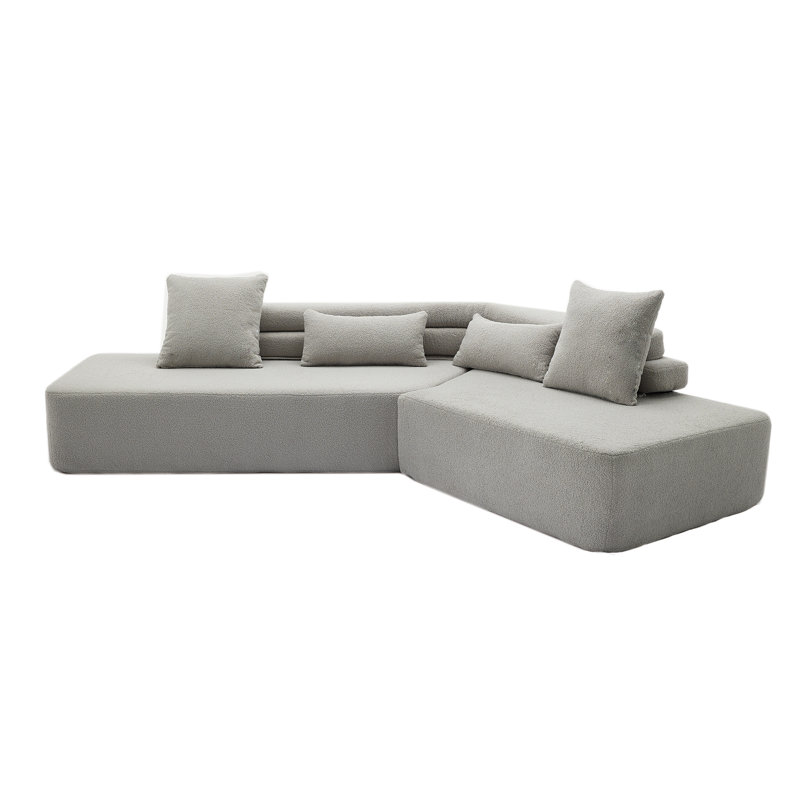 Gray L - Shaped Sectional Sofa, Comfortable Corner Couch For Living Room, Gray Polyester