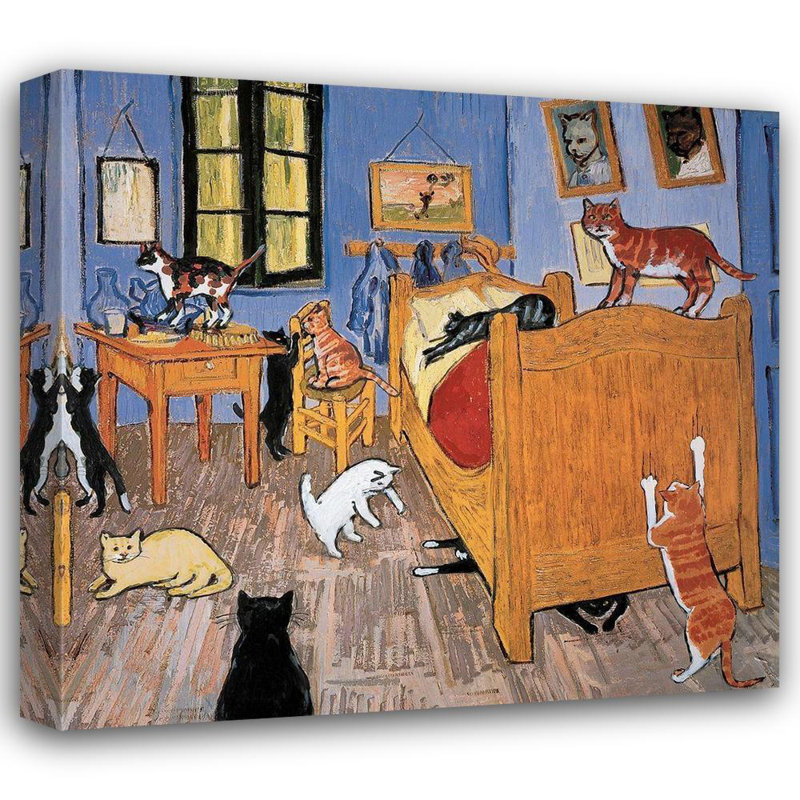 Art sur toile tendue avec châssis Lark Manor ™ Chameleon Design, Inc., chat: Van Gogh Arles, H 15 po x l 16 po