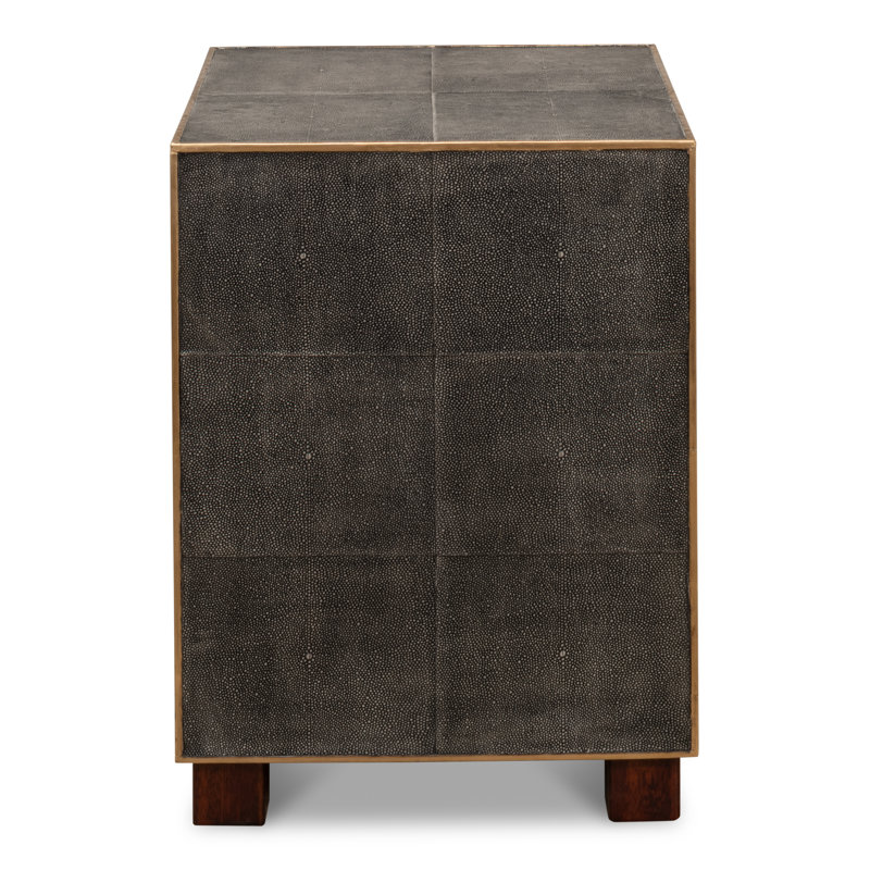 Shagreen 3 - Drawer Solid Wood Nightstand, Antique Gray