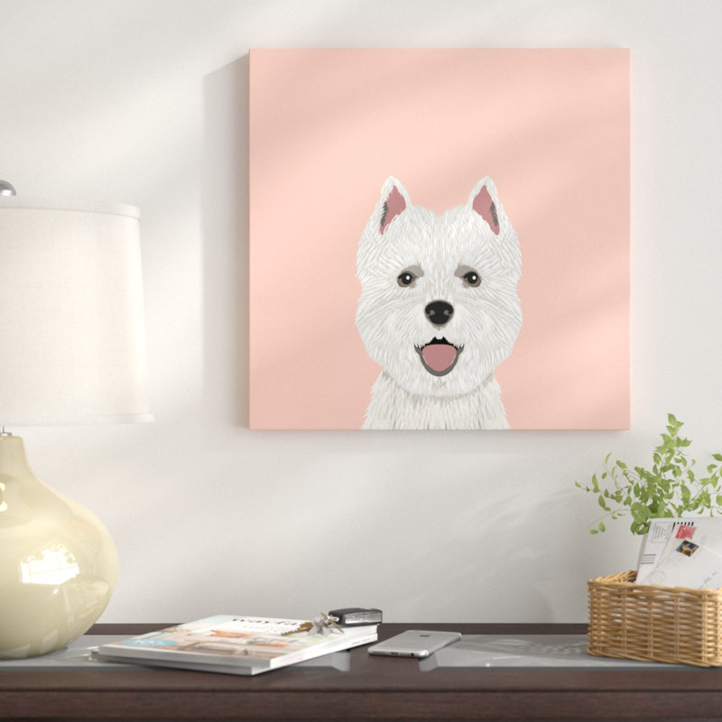 Highland Terrier, impression sur toile tendue, H 18 po x l 18 po x P 1,5 po, Toile avec cadre noir, Pas de tapis